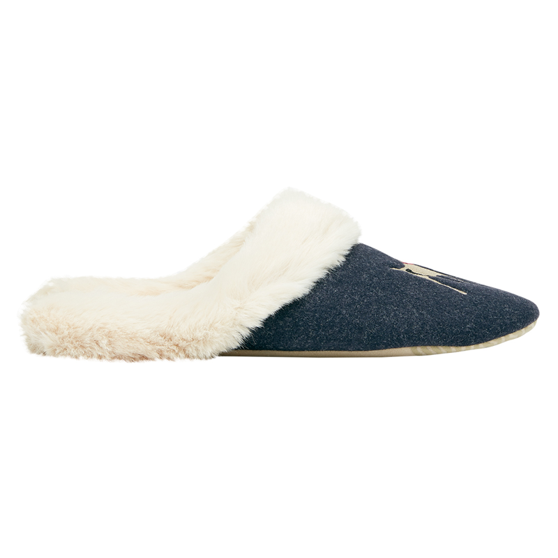 Joules Slippet Luxe Faux Fur Slippes- French Navy-3